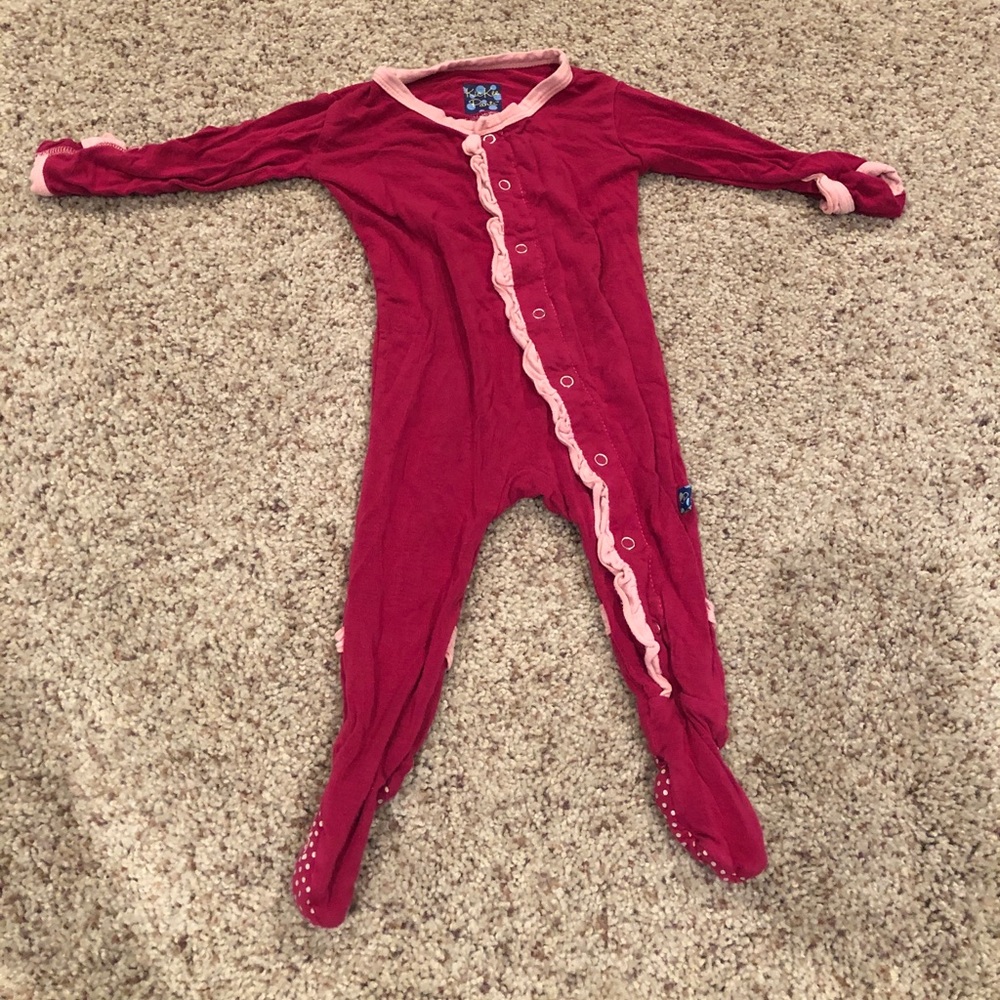 Kickee pants ruffle butt footie 3-6 months